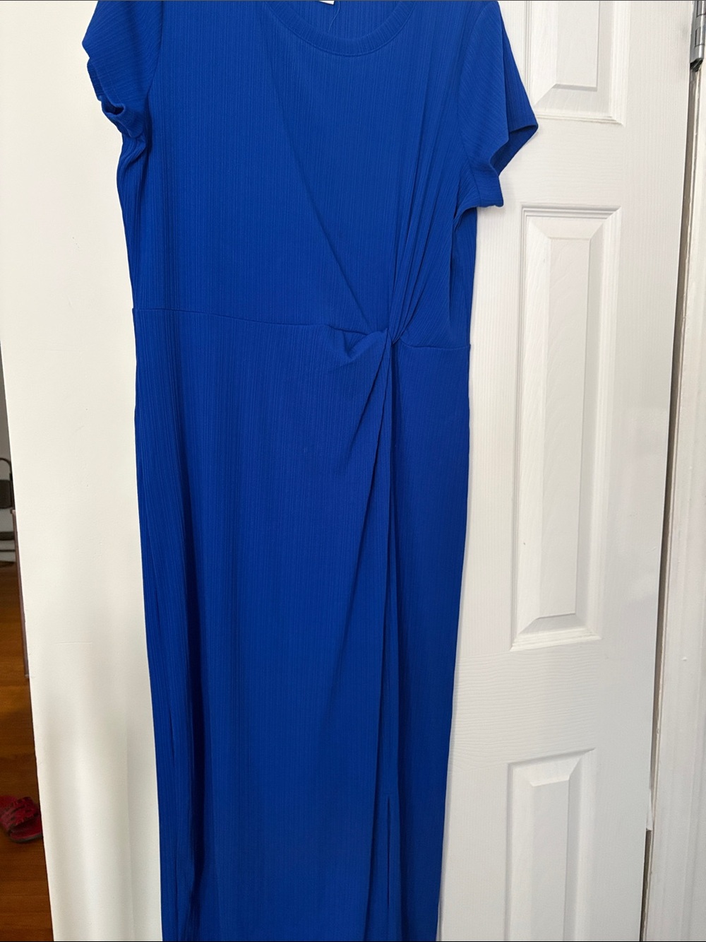 Liz Claiborne Royal Blue Short-Sleeve Maxi Dress with Twist Detail